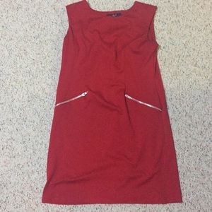 Red dress with silver zippers